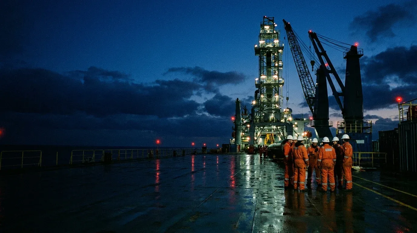 Offshore vessel deck monitored by AI cameras